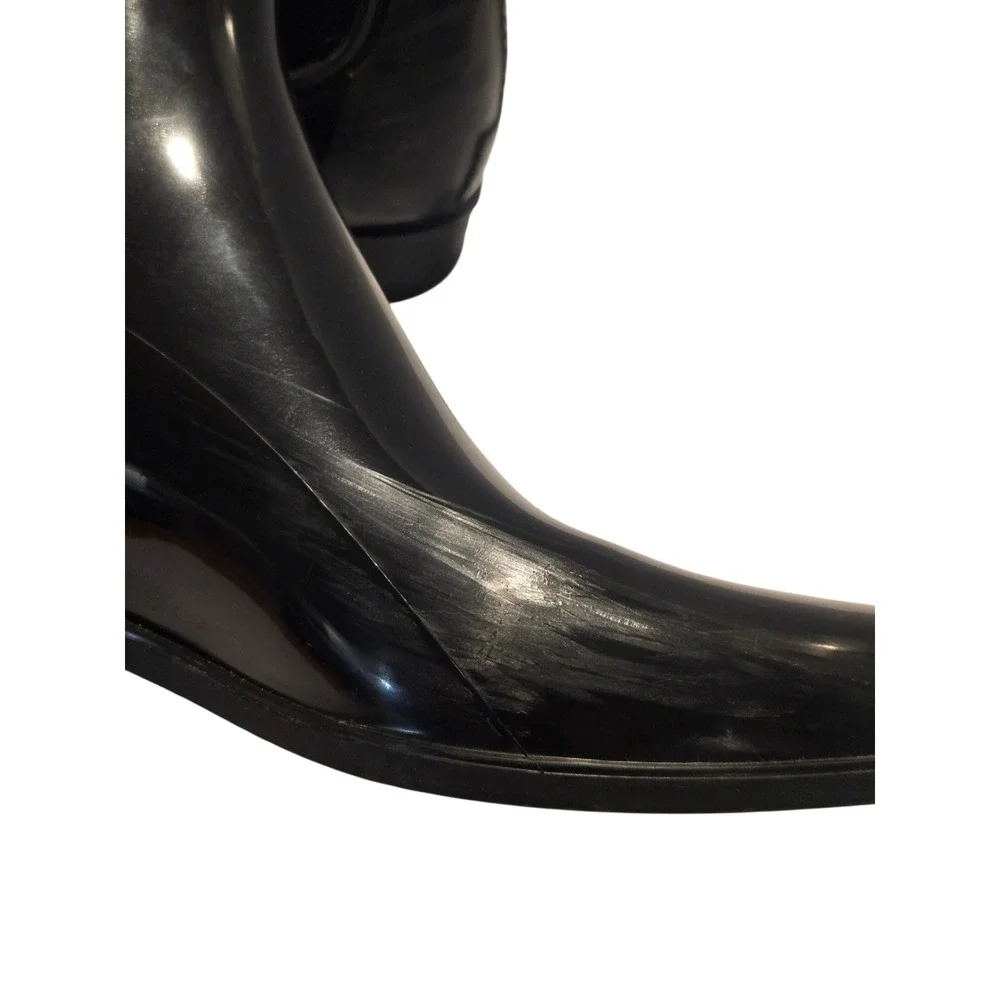 Sam Edelman Tinsley Women Black Glossy Chelsea Rain Boots Size 9 Waterproof